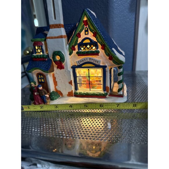 Vintage Trim A Home Christmas Village Candy Store New Cord & Lamp Damaged Box - Picture 7 of 11